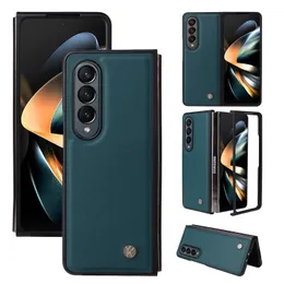 Pl￥nbokstelefonfodral f￶r Samsung Galaxy Z Fold 4/3 Magnetic Adsorption Solid Color Pu Leather Cover Case With Card Slots