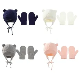 Caps sombreros Beanieskull Kids Kids Gat For Born Baby Birth Beanie Glove Glove Glove Set Born Accessories 221107