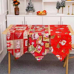 Tala de mesa Decorações de Natal Bandeira impressa Papai Noel Tonela de mesa Festivas de decoração de decoração de suprimentos
