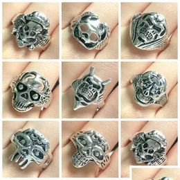 حلقات ذكية BK Lots 50pcs Mitstyle Skl Skeleton Rings Gothic Punk Mix Mens Rock Boys Party Party Gifts Cool Jewelry Wholesale Drop D Dhnvi