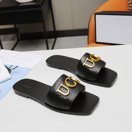 Designersandaler Mode GGity Flat Slides Kvinna Skor Dubbla G Flip-flops Lyxtofflor Lädersandaler dfhfgh