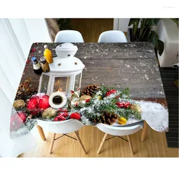 Tala de mesa 3D Toleta de mesa Feliz Natal Padrão lavável mapa de capa de algodão à prova d'água engross