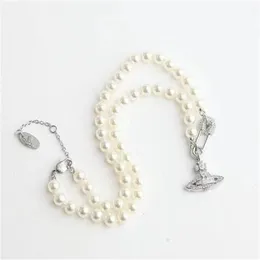 Luxury Pearl Necklace Women Designer Beaded Pendant Ladies Diamond Pin Necklaces Fashion Pearles Necklace Wedding Party 2633