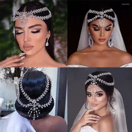 Hårklipp mode lyxiga kristallklipp för kvinnor brudar tiaras headdresse huvud prydnader tillbehör accesorios para el cabello