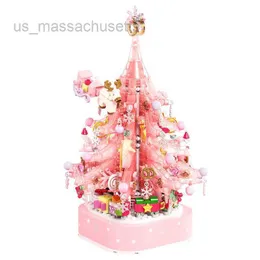 Christmas Toy Crystal Christmas Tree Light Music Box Building Block Assembled Educational Toy Girl Gift L221109
