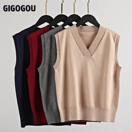 Coletes femininos gigogou s-4xl spring su￩ter casual colete f￪mea de malha de malha