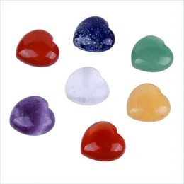 Konst och hantverk Natural Crystal Chakra Stone 7st Set Rose Quartz Heart Shape Healing Gemstones Home Decoration Drop Delivery Garden DHNA7