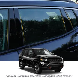 6st CAR Window Center Piller Sticker PVC Trim Anti-Scratch Film för Jeep Compass MP552 Cherokee KL Renegade Bu 2009-Present290b