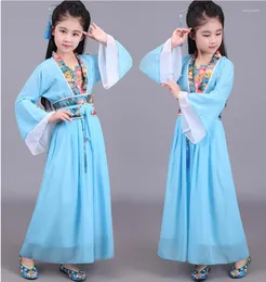 Scene Wear Children's Hanfu Dress Spring Summer Girl's National Tang Costum Boutique broderi konfucianklänningar festdans