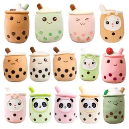 Kawaii Small Size Cartoon Bubble Tea Cup Peluche Toys Funny Boba Pillow Stuffed Soft Strawberry Panda Milk Tea Cushion Baby Gift B1109