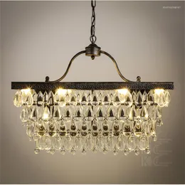 Подвесные лампы в северной Европе творческий стиль винтажный прямоугольник хрустальная лампа гостиная