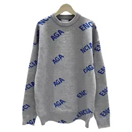 Tröja Womens Designer Sticked Pullover Mid Length Sweaters Autumn and Winter Long Sleeve Round Neck Letter Jacquard Top 2023 New Fashion Casual Women Clothing