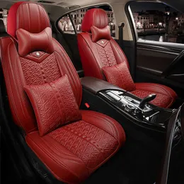 5st bilstol täcker full set med vattentät läder airbag kompatibel bilfordon kudde cover universal passform för de flesta bilar -svart