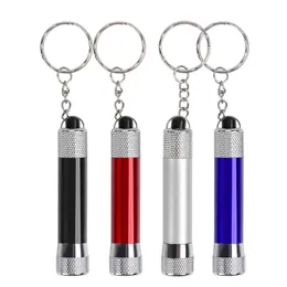 LED -nyckelring Led Gadget Pendant Metal ficklampa Keychains Portabla utomhusverktyg Promotion Gift Keyring Key Chain 4 Färger