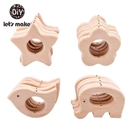 Baby Teethers Toys Let'S Make Wooden Original Beech Wood Pendant With Hold Bpa Free Teething Chips Teether Rattle Sensory Diy Accessories 221109