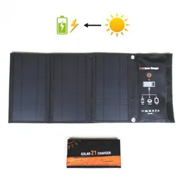 Carregador solar 21W Painel solar com porto USB dupla células solares dobráveis ​​à prova d'água para tablets de smartphones e camping Travel9296998