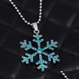 Naszyjniki wisiorek kryształowy płatek śniegu 3D film 3D oświadczenie królowej śniegu wisiewaj upuszczenie biżuterii naszyjniki wisiorki dhip4