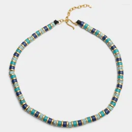 choker jbjd vintage Jewelry Gold Lazuli Lazuli Turquoise Beads Strand Necklace