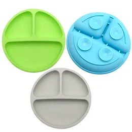 Nuovi piatti da pranzo in silicone per neonati Quattro ventose rinforzate che dividono la ciotola per bambini Ciotola per alimenti complementare per neonati