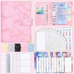 32 Pz PU Budget Binder Planner Tasche adesive Macaron Buste per contanti Set di sistema Notebook per risparmio di denaro Organizzatore di fatture