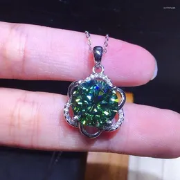 Catene in argento sterling 925 Ciondolo Moissanite blu-verde da 6 carati Test di diamanti superato Taglio perfetto VVS Collana di gioielli di lusso da donna