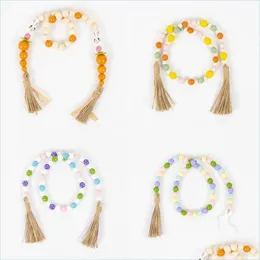 Party Favor Easter Wooden Bead With Tassels Farmhouse Rustic Spring Beads Hanging Ornaments Party Favors Drop Delivery Home Garden F Dhmx0