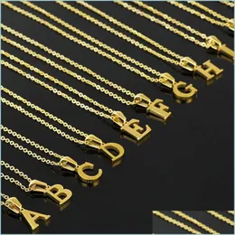 Pendant Necklaces Stainless Steel Initial Letter Pendants Necklace For Women Girls 18K Gold Plated Jewelry Fashion United States Ame Dhpi4