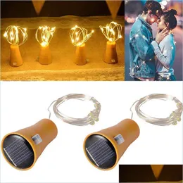 Dekoracje świąteczne 10 LED Solar Wine Butelka Stopper 1M 10LED Cork w kształcie lekkiego szklanego szklanego sznurka Cork Light