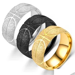 Band Rings Mens Stainless Steel Basketball Ring Us Size 612 Titanium Frosted Men S Sports Rings Trend Fashion Jewelry Wholesale Drop Dhdhm