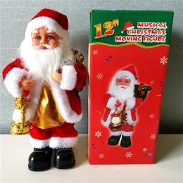 Plush Dolls Funny Christmas Gift Electric Music Santa Claus Doll Children's Toy Tree Ornaments Party Kids Gifts 221109