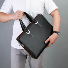 Briefcases 2022 Luxury Leather Business Men's Briefcase Solid Male Fashion Shoulder Bag Men Messenger Boy Casual Tote Computer