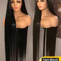 Human Chignons 40 Inch Bone Straight Lace Front Hair Wigs For Women Brazilian 360 Transparent Frontal Wig PrePlucked 13x4 221109