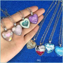 Pendant Necklaces Love You Mom Necklace Glass Heart Shape Necklaces Pendants Ever Fashion Jewelry Mother Gift Will And Sandy Drop Sh Dh9Ix