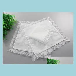 Handkerchief White Lace Thin Handkerchief Woman Wedding Gifts Party Decoration Cloth Napkins Plain Blank Diy 25X25Cm Drop Delivery H Dhgdn