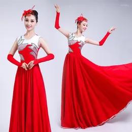 Scen Wear 2022 Vuxen kvinnlig flamenco -danskjol som ￶ppnar Big Swing Folk Chorus Festival Performance Dress DL6120