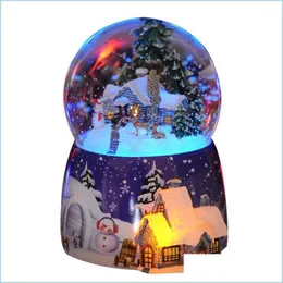Party Decoration Party Decoration Resin Music Box Crystal Ball Snow Globe Glass Home Desktop Decor Valentine Day Gift Lights Sequins Dhv67