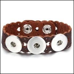 Charm armband charm armband 18mm snap -knapp smycken läder armband ihålig ut hjärtpunk armband diy snaps makingcharm kent22 dhq82