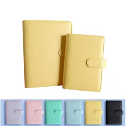 A6 Binder Case 6 Colors Portable Notepad Hand Ledger Notebook PU Shell Macaron Color Office Stationery Gift SN161