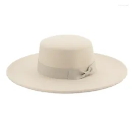 Basker kvinnor hatt fedora brett grim platt band band bowknot mäns beige khaki klänning formell pamelas y tocados para bodas