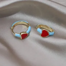 Hoop Ohrringe Einfache Emaille Red Love Small Design Fashion Schmuck in Korea süßes Mädchen Geschenk Frauen täglich Accessoires