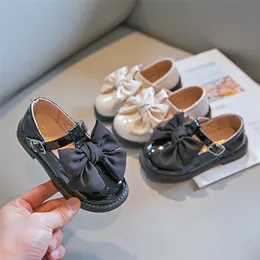 Sneakers Big Bow-knot Girls Leather Shoes Kids Casual Flats T-strap for Wedding Party Oxfords British Children's Sweet 221109