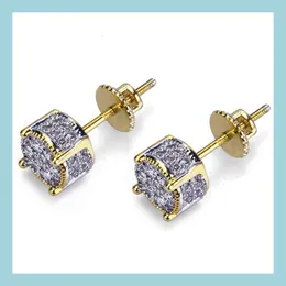 Ohrstecker Luxus Designer Ohrstecker Mode Frauen Mico Pave Zirkonia Iced Out Punk Rock Hip Hop Kreis Ohrringe Hochzeit Schmuck für M Dhues