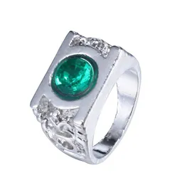 Solitaire yüzüğü Avrupa tarzı yeşil fener zümrüt kristal çinko alaşım sier ring moda moda erkekler yüzük 714 toptan dro dhyoo