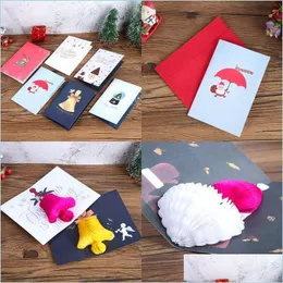 Gratulationskort Pop up Xmas gratulationskort Cartoon Christmas Invitation Year Baby Gift Cards Drop Delivery Home Garden Festive Party DHGZ6