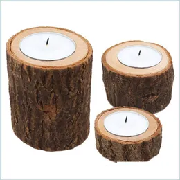 Planters POTS Stump Candle Holder Träpelare Rustik Tree Wedding Valentine Home Decoration Succents Flowerpot 3 PCS/ Lot Drop D DHBZ3