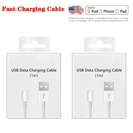 2022 USB Data Cord Charger Line 1m 2m With Retail Box USB Cables Cell Phone Fast Charging Cable for 8 7 6 6S Plus 11 12 13 Pro XR X XS Max 5 5S 5C SE