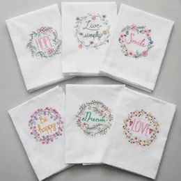 Table Napkin Simplicity Style Pure Cotton Letter Flowers Embroidered Dinner Napkins Placemat Elegant Design For Wedding Party Gift ZF0137