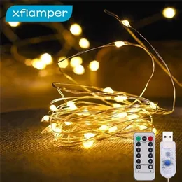クリスマスの装飾5/10/20m USB LED FAIRY LIGHTS COPPER WIRE WATERPROOF STRENT STRING LIGHTホリデーパーティーウェディングデコレーション221109