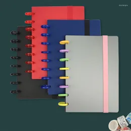 Mushroom Hole A5 Stripe Notebook Cover Loose-leaf Notepad Shell Elastic Strap 8 Pcs Binding Discs Binder Assembly