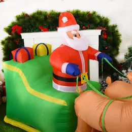 Juldekorationer Uppblåsbar modell dekoration tecknad jultomten släde leksak trädgård glad